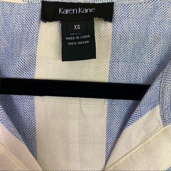 KAREN KANE, Women’s Scarf Style Top, Blue & White Stripes Size XS, - Picture 2 of 6